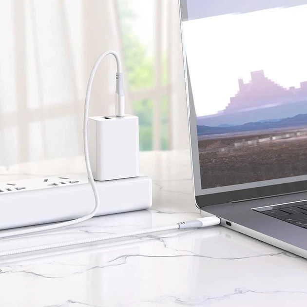 Кабель Hoco X70 USB C до USB C PD 3A 60W 1 м White (6931474760517) - Фото 3 Кабель Hoco X70 USB C до USB C PD 3A 60W 1 м White (6931474760517) - зображення 3
