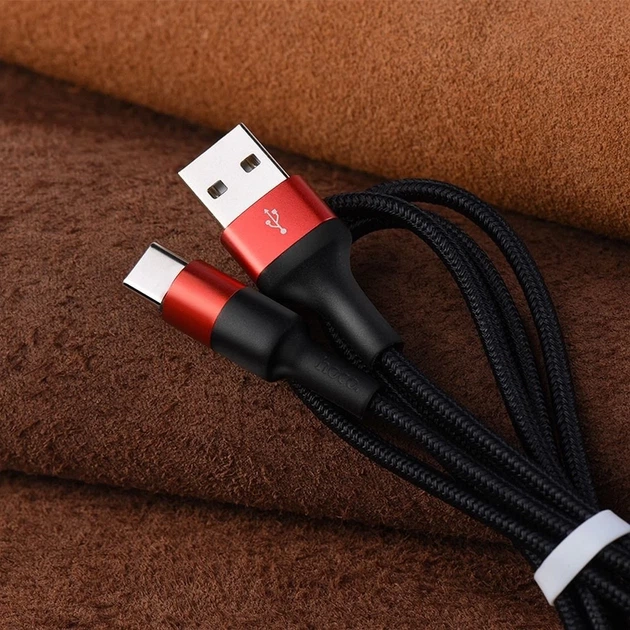 Кабель Hoco X26 USB A до USB C 2A 1 м Black Red (6957531080251) - изображение 5
