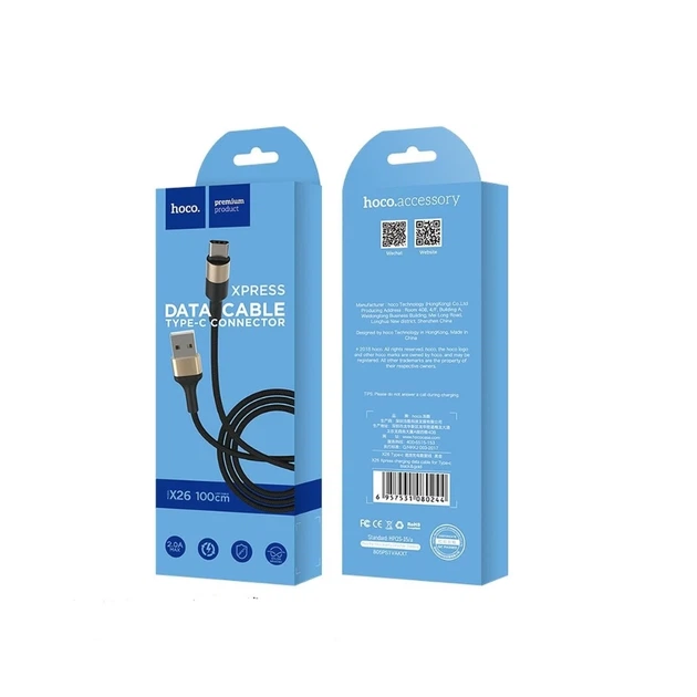 Кабель Hoco X26 USB A до USB C 2A 1 м Black Gold (6957531080244) - изображение 2