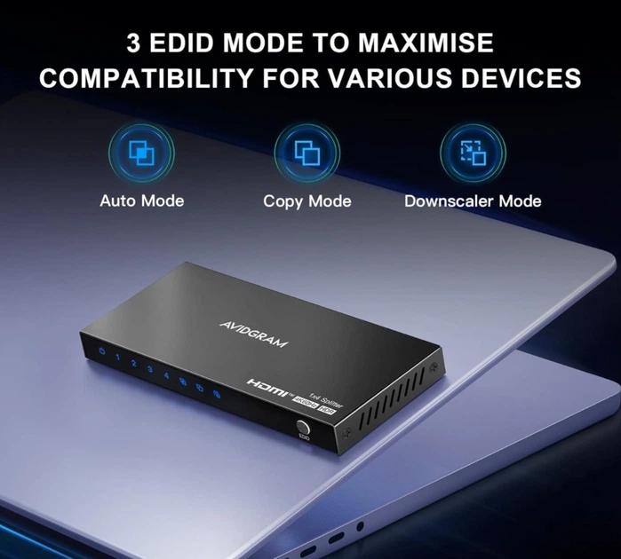 HDMI сплиттер AVIDGRAM AG2SP14Y 1×4 4K 60Hz на 4 экрана - изображение 2