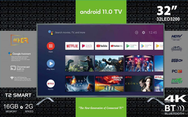 Телевизор Smart TV 32 дюйма HD LED на Android TV с Wi-Fi и объемным звуком (741902) - Фото 5 Телевизор Smart TV 32 дюйма HD LED на Android TV с Wi-Fi и объемным звуком (741902) - изображение 5