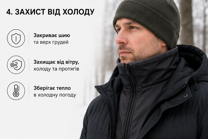 Флисовый воротник-манишка IVN на молнии, утепленный, унисекс, черный IV-CHF9951 - изображение 4