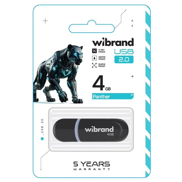 Флеш-накопитель USB 4GB Wibrand Panther Black (WI2.0/PA4P2B) - изображение 2