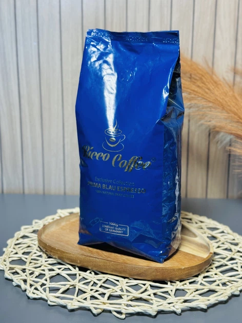 Кава в зернах Ricco Coffee Prima Blau Espresso 1 кг - Фото 2 Кава в зернах Ricco Coffee Prima Blau Espresso 1 кг - зображення 2