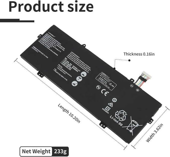 Аккумулятор HB4593R1ECW 7.6V 7565mAh 57.4Wh для Huawei MateBook X Pro / MagicBook 14 MACH-W19 MACH-W29 KPL-W00 KPR-W19 - изображение 3