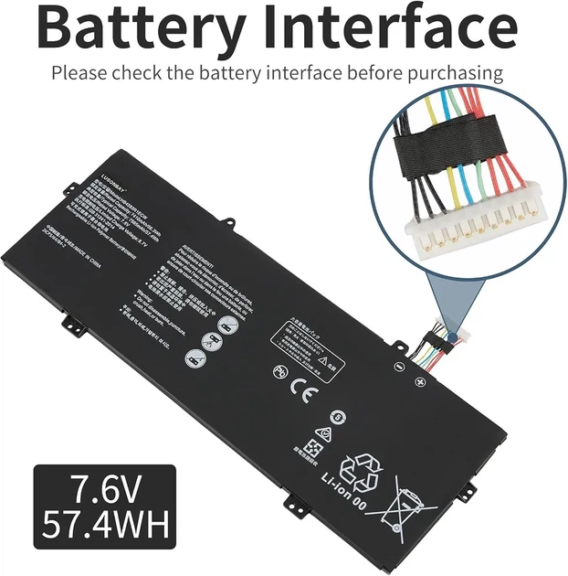 Аккумулятор HB4593R1ECW 7.6V 7565mAh 57.4Wh для Huawei MateBook X Pro / MagicBook 14 MACH-W19 MACH-W29 KPL-W00 KPR-W19 - изображение 2
