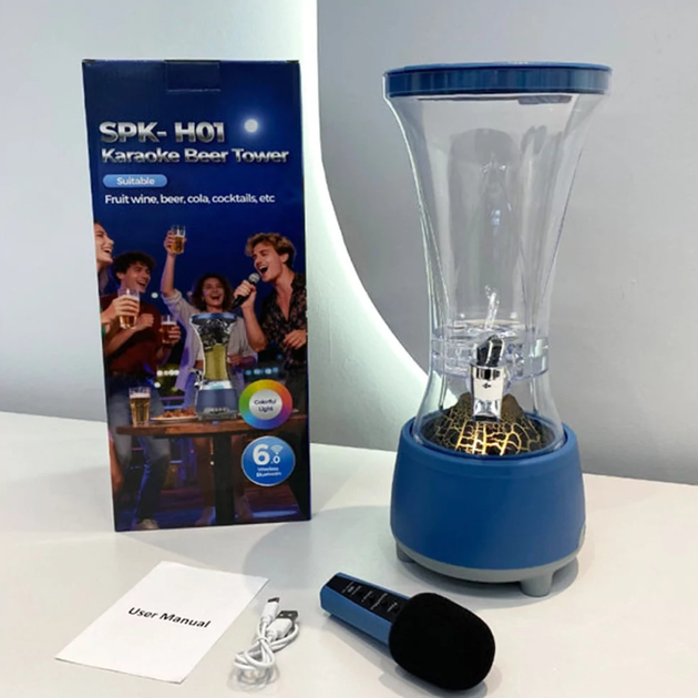 Пивная башня-диспенсер для напитков SPK-H01 с Bluetooth-колонкой, караоке и беспроводным микрофоном - Фото 2 Пивная башня-диспенсер для напитков SPK-H01 с Bluetooth-колонкой, караоке и беспроводным микрофоном - изображение 2