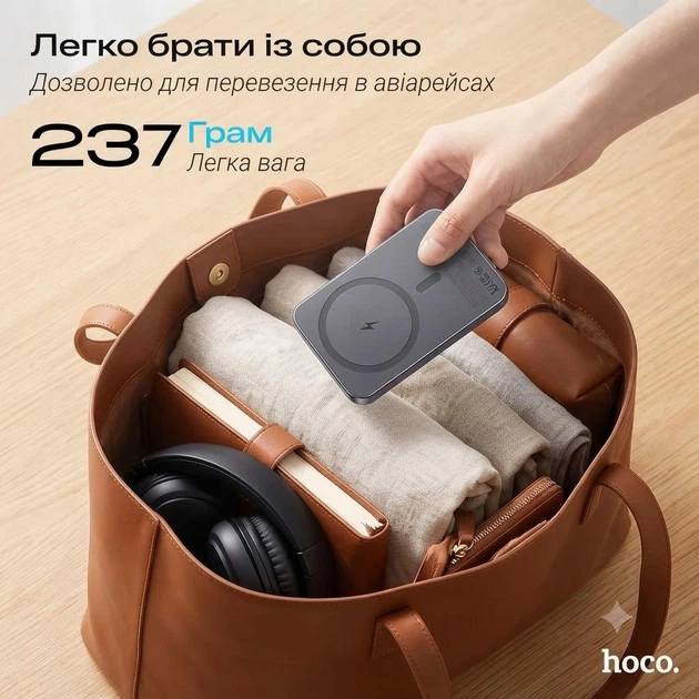 Повербанк HOCO J160A 10000 мАч MagSafe 15W, Power Bank с беспроводной зарядкой, PD 20W, USB-C, LED индикатор, для iPhone 12/13/14/15/16 Серый - Фото 5 Повербанк HOCO J160A 10000 мАч MagSafe 15W, Power Bank с беспроводной зарядкой, PD 20W, USB-C, LED индикатор, для iPhone 12/13/14/15/16 Серый - изображение 5