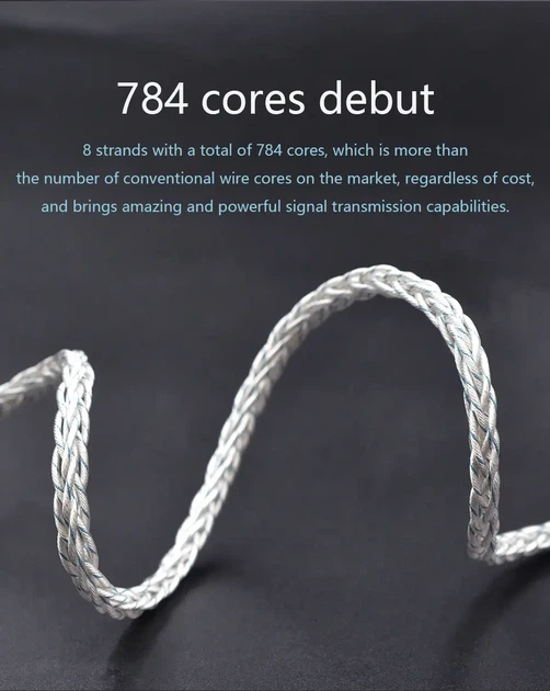 KZ Silver&Blue Cable – 8-жильний Hi-Fi кабель для навушників із посрібленої міді для аудіофілів - изображение 9