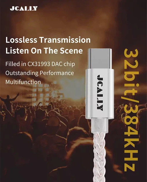 JCALLY JM7 (Type-c to 3.5mm CX31993) – Портативний підсилювач Hi-Fi ЦАП із кришталево чистим звуком - зображення 3