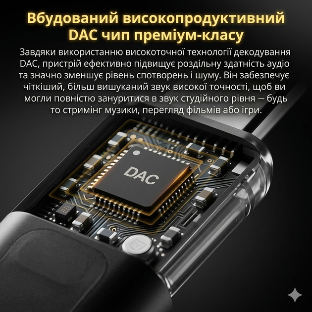 Підсилювач звуку KZ AM02 USB-C to 3.5 мм з потужним чіпом, та вбудованим професійним еквалайзером Black - изображение 4