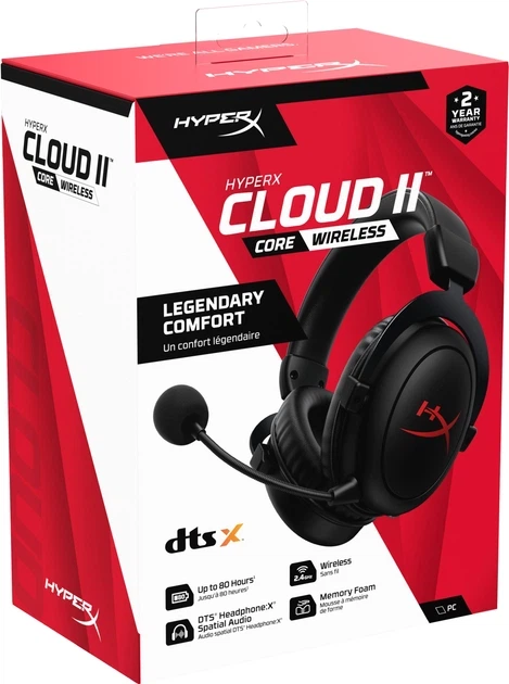 Бездротові Ігрові Навушники HyperX Cloud 2 Core Wireless Black – Ігрова гарнітура з об'ємним 7.1 звуком і кришталевою чіткістю - изображение 8