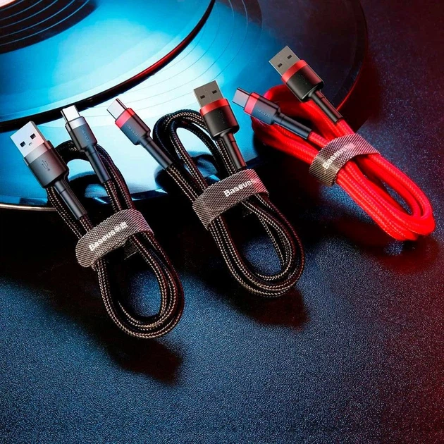 Кабель Baseus Cafule USB-C to USB-A 3m Red/Black (CATKLF-U91) [169554] - зображення 7