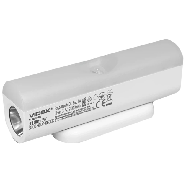 LED светильник аккумуляторный с датчиком движения VIDEX VL-NL108W 110Lm + 50Lm 3000-6500K - изображение 4