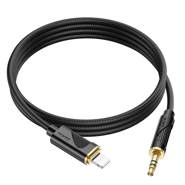 Кабель Aux Lightning 1м чорний Hoco UPA30 IP - Фото 1 Кабель Aux Lightning 1м чорний Hoco UPA30 IP - зображення 1