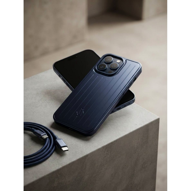 Металлический чехол Rimova для iPhone 14 Pro Max с защитой камеры и усиленными углами синий - изображение 7