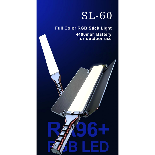 Лампа LED відео Fill Light Stick 1 м RGB з дистанційним пультом і адаптером модель RL-60SL - зображення 6