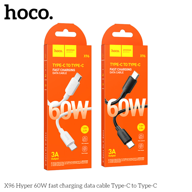 Кабель USB C to C 60W 1m Hoco X96 белый - Фото 5 Кабель USB C to C 60W 1m Hoco X96 белый - изображение 5