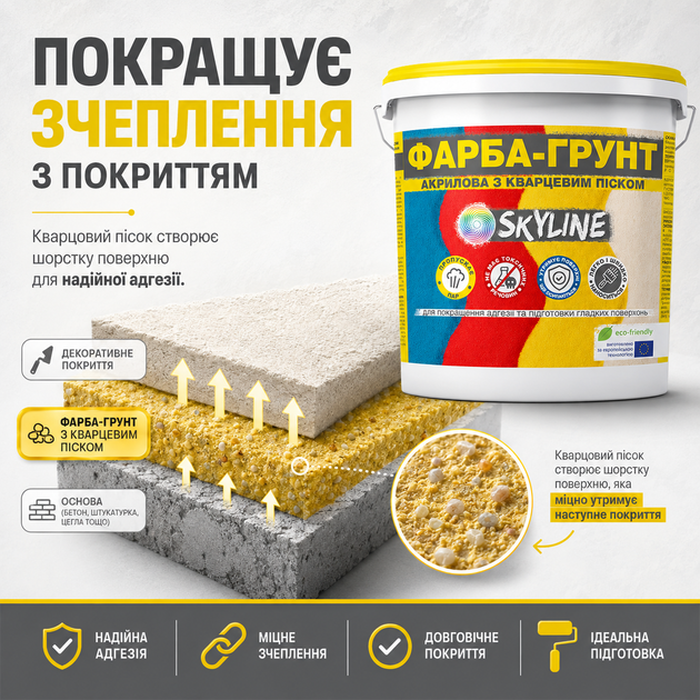 Фарба-Грунт акрилова з кварцовим піском SkyLine 1.4 кг - зображення 4