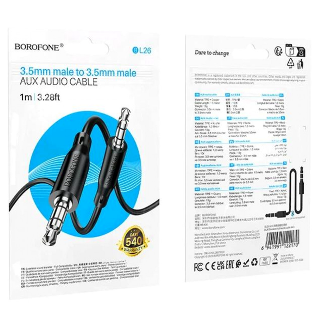 Кабель Aux 1м Borofone BL25 для подключения аудиоустройств - изображение 2