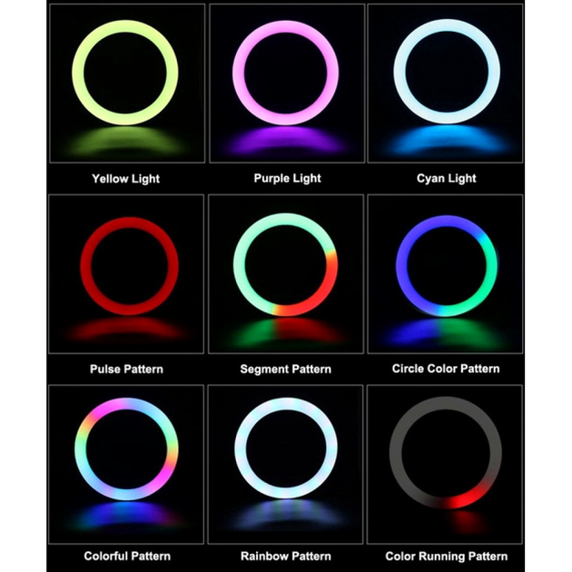 Кільцева лампа RGB LED 45 см з дистанційним пультом 416 світлодіодів MJ-45 - зображення 5