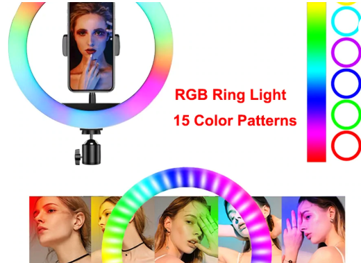 Кільцева лампа RGB LED 45 см з дистанційним пультом 416 світлодіодів MJ-45 - зображення 7
