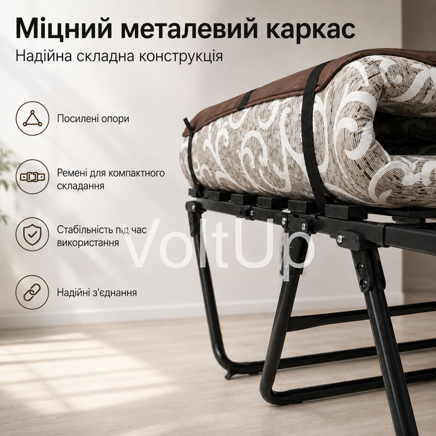 Ортопедическая раскладушка Венеция 193×77 см с матрасом 5 см и 16 ламелями для дома - изображение 3