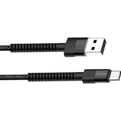Дата кабель USB 2.0 AM to USB-C 1.0m 2.4А black ColorWay (CW-CBUC063-BK) - Фото 2 Дата кабель USB 2.0 AM to USB-C 1.0m 2.4А black ColorWay (CW-CBUC063-BK) - зображення 2