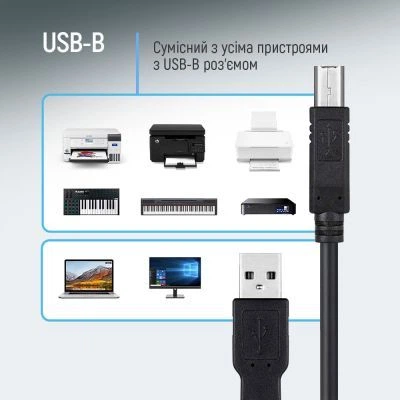 Кабель для принтера USB 2.0 AM/BM 3.0m black ColorWay (CW-CBUB073-BK) - зображення 10