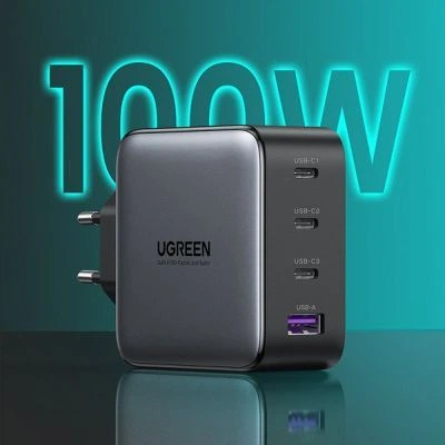 Зарядное устройство Ugreen 4xUSB 100W (3xUSB-C+USB-A) Gan Tech Fast GAN Charger black CD226 (40747) - изображение 2