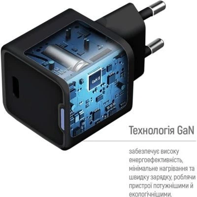 Зарядний пристрій ColorWay GaN Mini 25W PD Port PPS USB-C black (CW-CHS052PD-BK) - зображення 8