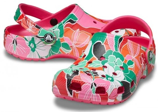 Дитячі крокси Crocs kids Classic Woodcut Floral Clog Dragon Fruit (34/35, малиновий) - Фото 1 Дитячі крокси Crocs kids Classic Woodcut Floral Clog Dragon Fruit (34/35, малиновий) - изображение 1