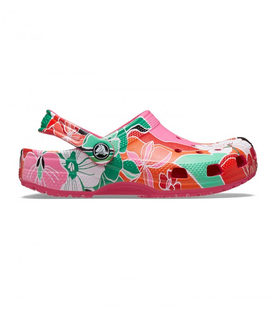 Дитячі крокси Crocs kids Classic Woodcut Floral Clog Dragon Fruit (34/35, малиновий) - Фото 2 Дитячі крокси Crocs kids Classic Woodcut Floral Clog Dragon Fruit (34/35, малиновий) - изображение 2