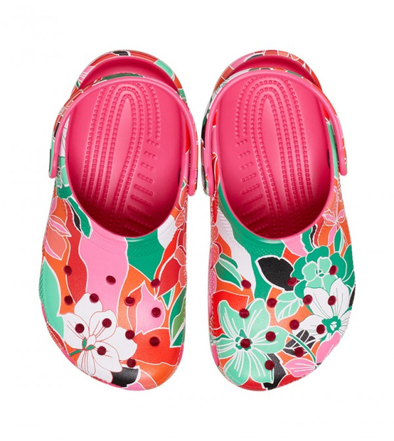 Дитячі крокси Crocs kids Classic Woodcut Floral Clog Dragon Fruit (34/35, малиновий) - Фото 3 Дитячі крокси Crocs kids Classic Woodcut Floral Clog Dragon Fruit (34/35, малиновий) - изображение 3