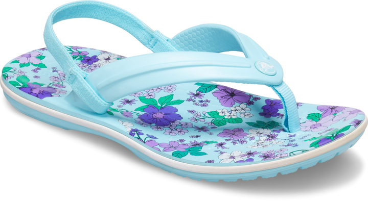Дитячі крокси шльопанці для дівчинки Crocs Crocband Floral Strap Flip Teal (30/31, блакитні) - Фото 3 Дитячі крокси шльопанці для дівчинки Crocs Crocband Floral Strap Flip Teal (30/31, блакитні) - зображення 3