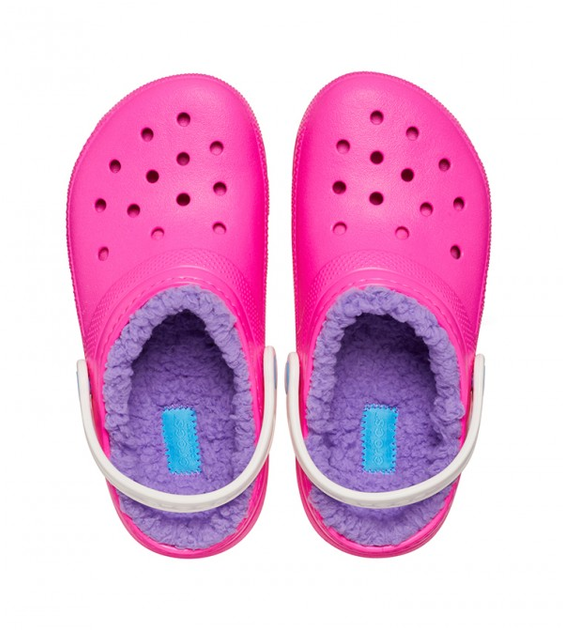 Дитячі крокси для дівчинки Crocs Classic Lined Clog Pink Crush (24/25, яскраво рожевий) - Фото 4 Дитячі крокси для дівчинки Crocs Classic Lined Clog Pink Crush (24/25, яскраво рожевий) - изображение 4