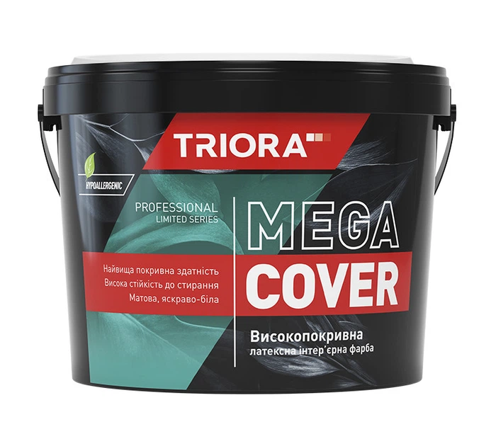 Фарба інтер’єрна латексна високопокривна TRIORA Mega Cover 14 кг - Фото 1 Фарба інтер’єрна латексна високопокривна TRIORA Mega Cover 14 кг - зображення 1