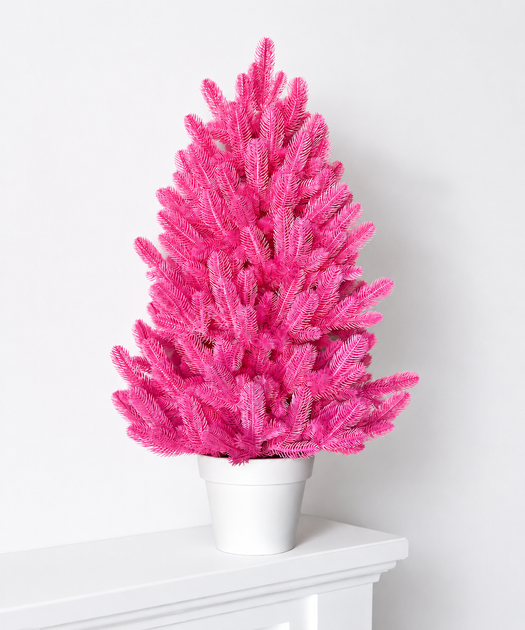 Искусственная розовая елка Elegant Marshmallow Pink литая, 90 см в горшке - изображение 3