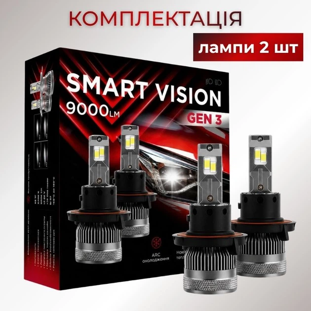 Світлодіодні лампи H13 для авто Carlamp Smart Vision Gen3 Led автолампи 9000 Lm 6500 K (SMG3H13) - зображення 2