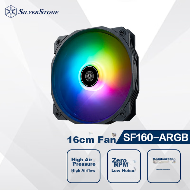 Вентилятор Silverstone Shark Fan SF160B-ARGB 160 мм PWM Black (SST-SF160B-ARGB) - Фото 4 Вентилятор Silverstone Shark Fan SF160B-ARGB 160 мм PWM Black (SST-SF160B-ARGB) - изображение 4