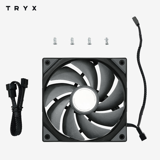 Вентилятор TRYX (Chuangkexingxi) ROTA Dark Star PRO 120 мм, высокопроизводительный, черный (подшипник FDB/лопасти LCP/низкий уровень шума/корпусный вентилятор/компьютерный компонент) - изображение 6