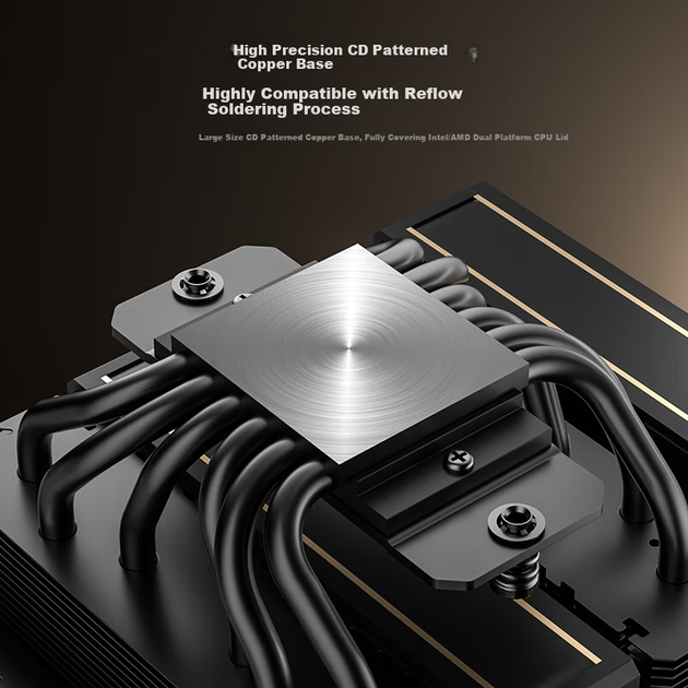 Кулер IDCOOLING Frost 620 Black Gold, двобаштовий, 6 теплових трубок - зображення 4