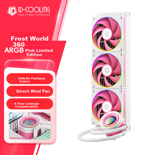 Система водяного охолодження ID-COOLING Frost Kingdom 360 ARGB Pink Limited Edition (FX360 INF PINK) - Фото 3 Система водяного охолодження ID-COOLING Frost Kingdom 360 ARGB Pink Limited Edition (FX360 INF PINK) - зображення 3