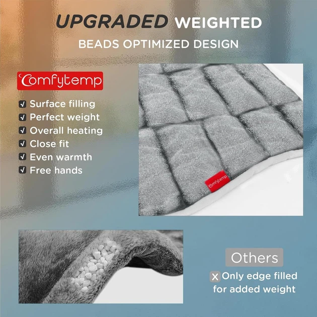 Comfytemp електрична грілка для спини, шиї та плечей XXL 22×33", з обтяженням, авто-вимкнення, сіра - Фото 7 Comfytemp електрична грілка для спини, шиї та плечей XXL 22×33", з обтяженням, авто-вимкнення, сіра - изображение 7