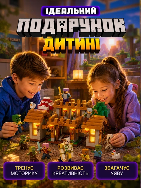 Конструктор детский minecraft лесной монстр голем майнкрафт 857 деталей 10 фигурок LED подсветка строительный набор для детей мальчиков и девочек STEM игрушка большой конструктор подарок для фанатов Minecraft + салфетка в комплекте - Фото 5 Конструктор детский minecraft лесной монстр голем майнкрафт 857 деталей 10 фигурок LED подсветка строительный набор для детей мальчиков и девочек STEM игрушка большой конструктор подарок для фанатов Minecraft + салфетка в комплекте - изображение 5