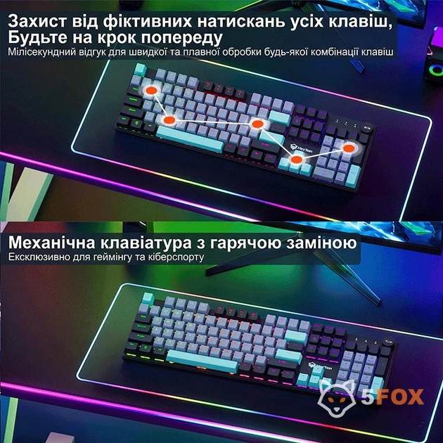 Ігрова провідна механічна клавіатура MEETION MK009RDP (UA/ENG розкладка, RGB підсвітка, Red Switch) - зображення 5
