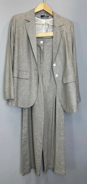 Женские льняные брюки прямого широкого кроя с защипами Modna KAZKA MKAZ6629-1 - 42, Сірий - изображение 2