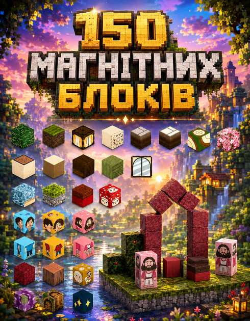 Магнитный конструктор в стиле Minecraft 150 блоков GL-324 блоков Майнкрафт детские конструкторы для мальчиков - Фото 3 Магнитный конструктор в стиле Minecraft 150 блоков GL-324 блоков Майнкрафт детские конструкторы для мальчиков - изображение 3