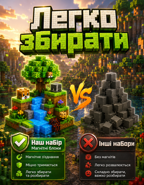 Магнитный конструктор в стиле Minecraft 150 блоков GL-324 блоков Майнкрафт детские конструкторы для мальчиков - Фото 5 Магнитный конструктор в стиле Minecraft 150 блоков GL-324 блоков Майнкрафт детские конструкторы для мальчиков - изображение 5