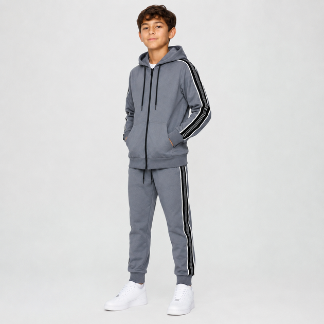 Костюм спортивний Dola Elvin для хлопчика з лампасами,Сірий 140-146 - Фото 6 Костюм спортивний Dola Elvin для хлопчика з лампасами,Сірий 140-146 - зображення 6